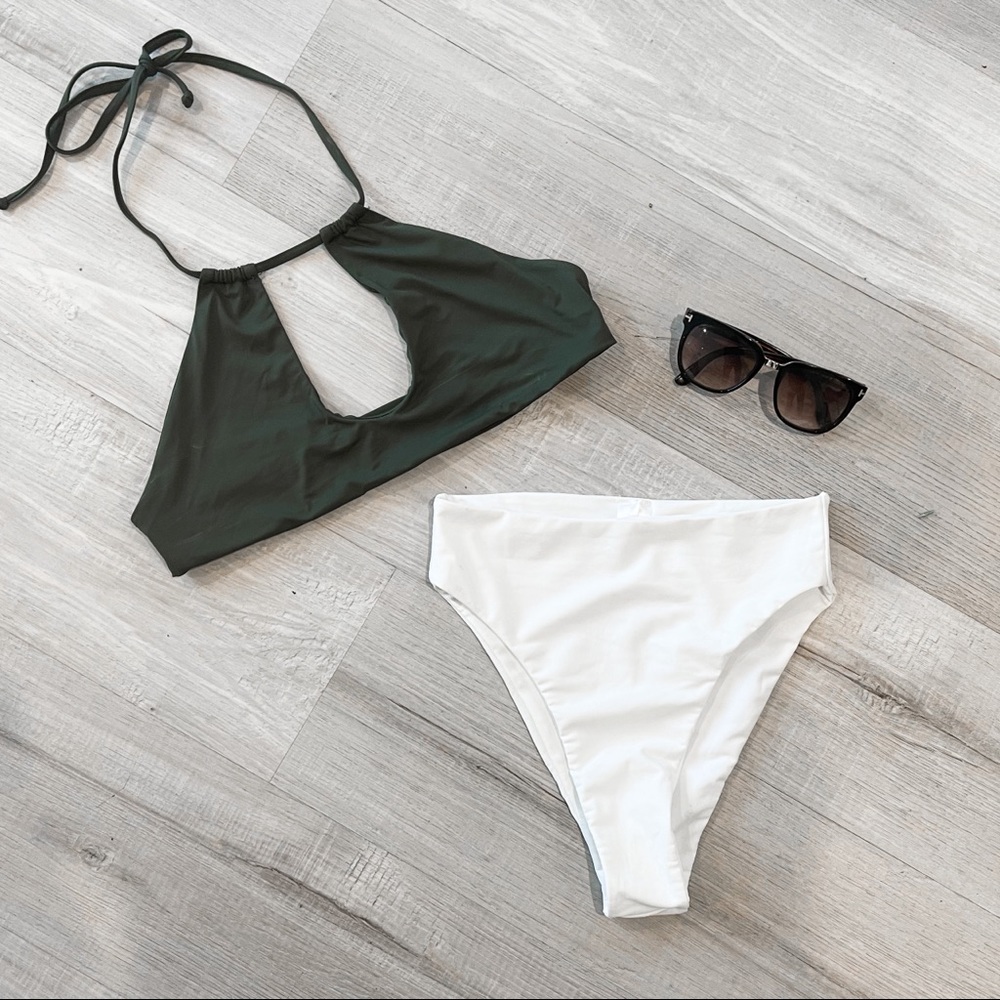 Sexy olive green bikini top